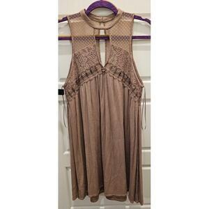 Altar'd State Sleeveless Lace Mesh Boho minidress in Brown Women's Size Medium